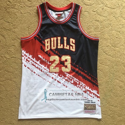 Camiseta Chicago Bulls Michael Jordan Mitchell & Ness Negro Rojo